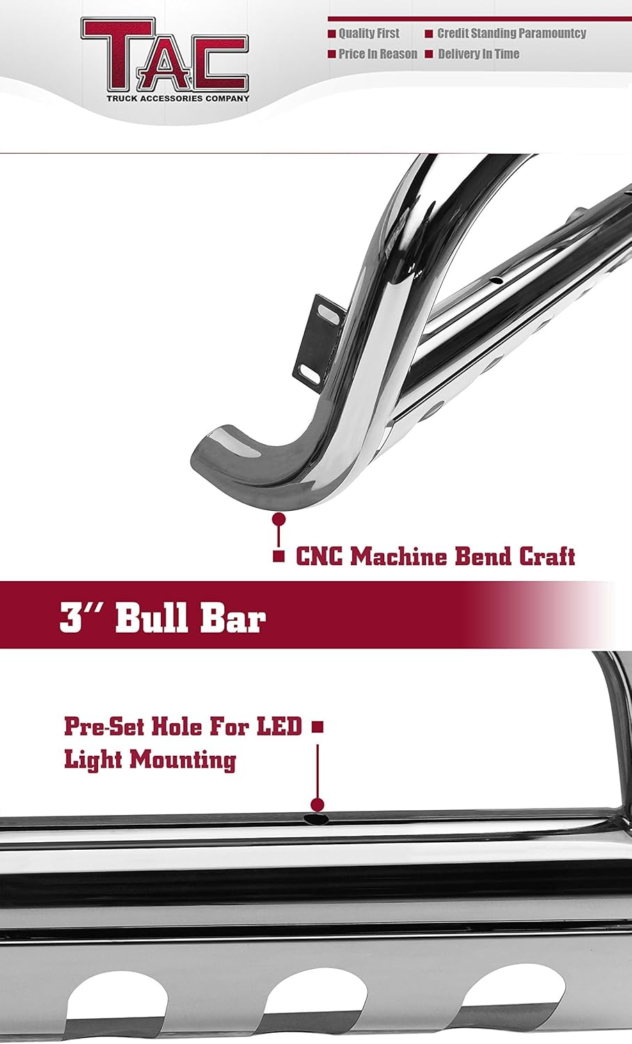 TAC Bull Bar Compatible with 2015-2022 Chevy Colorado (Exclude ZR2 Model) / 2015-2022 GMC Canyon Pickup Truck 3” Stainless Steel Front Bumper Guard Grille Guard Brush Off Road Exterior Accessories