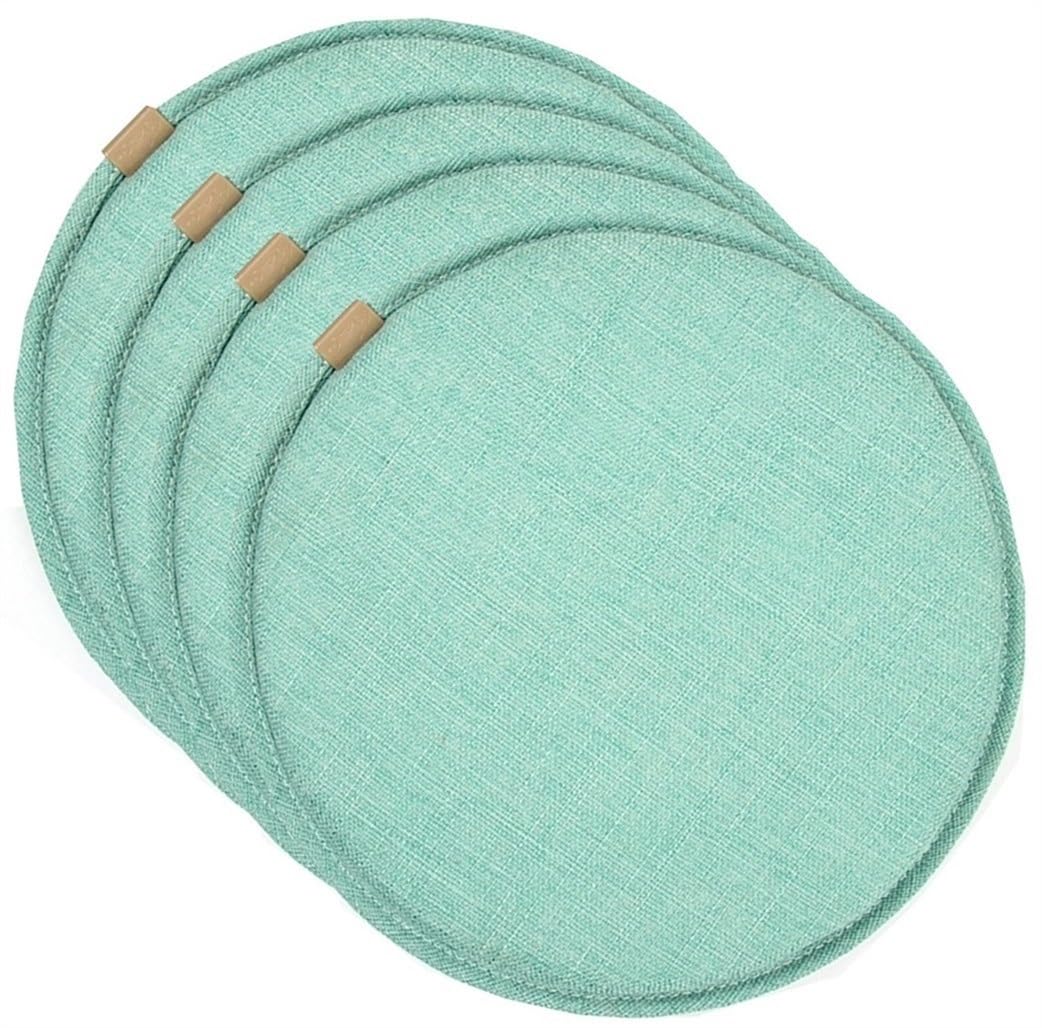 Coussin de chaise rond 45 cm vert lot de 4 galettes de siège éponge épaisseur 3 cm avec attaches