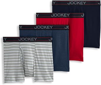 Jockey Mens Underwear Lightweight Cotton Blend 5" Boxer Brief - 4 Pack