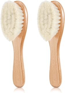 Shappy 2 Pieces Barber Fade Brush Men Beard Brush Neck Duster Cleaning Grooming Tool Soft Beard with Wooden Handle for Barber Hair Cutting Kits(Wood Color)