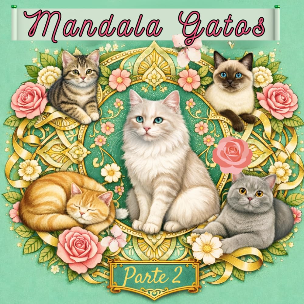 MANDALA GATOS – (Parte 2) Libro de Colorear Estilo Mandala para Amantes de los Gatos: Un adorable y relajante libro de colorear para adultos con 59 ilustraciones de gatos en diseños tipo mandala