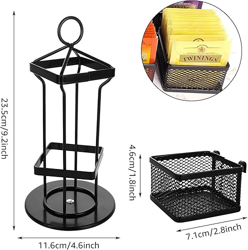 Miniatura 2 de Organizador de bolsas de té, carrusel giratorio de bolsas de té con 8 compartimentos, organizador de almacenamiento giratorio de 360 grados para té