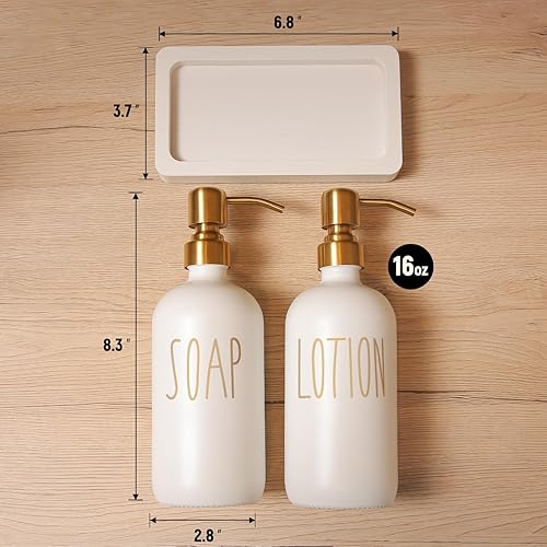 Miniatura 7 de Juego de dispensador de jabón de baño, contiene dispensador de jabón de vidrio y dispensador de loción. Juego de dispensador de jabón y loción con