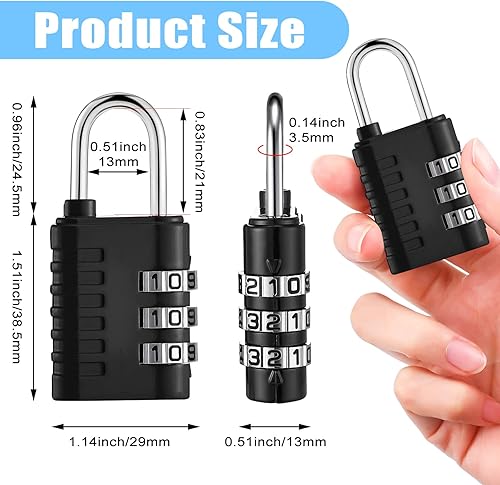 Miniatura 2 de Kenning Paquete de 24 candados de combinación de 3 dígitos para exteriores, candado combinado de candado para escuela, gimnasio, casillero