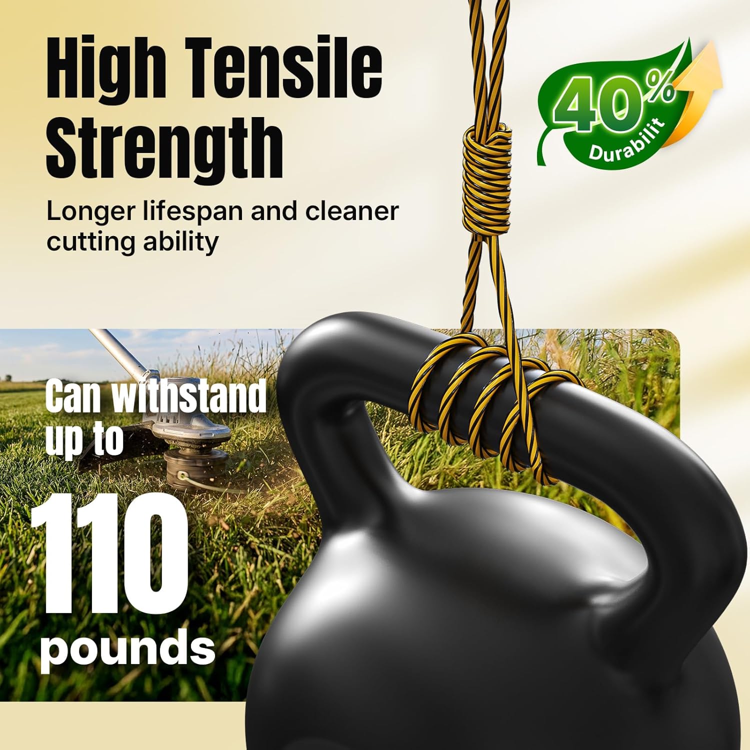 YWTESCH DWO1DT802 080 Trimmer Line Heavy Duty Compatible with Dewalt Weed Wacker, Professional Grade Twisted Square Dual Core Weed Eater String for Dewalt, 2LB, 1120-Foot