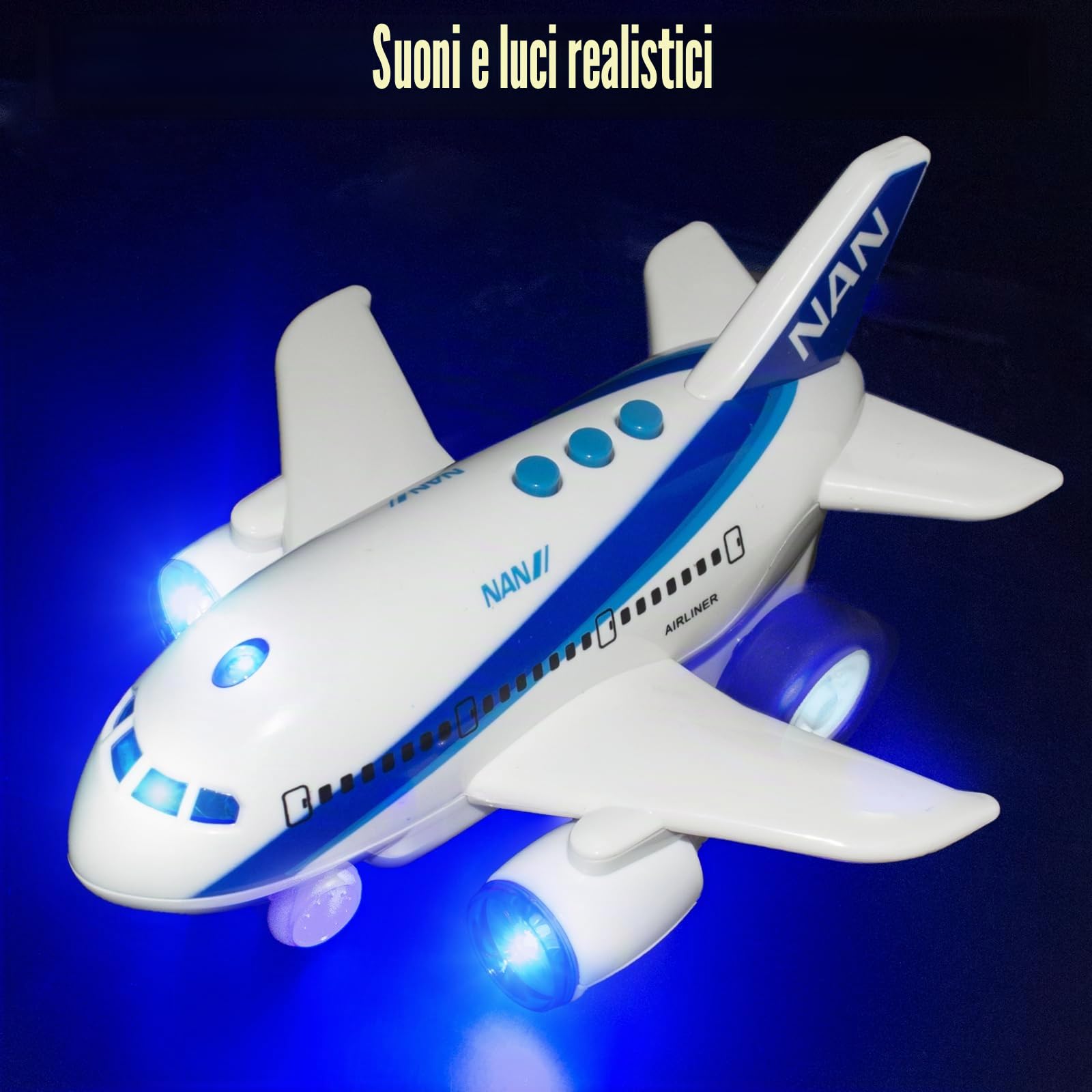 Aereo Giocattolo per Bambini di 3 Anni - Rotante a 360° Con Luci Lampeggianti, Musica e Suono - Elettrico, Regalo di Compleanno per Bambini Piccoli