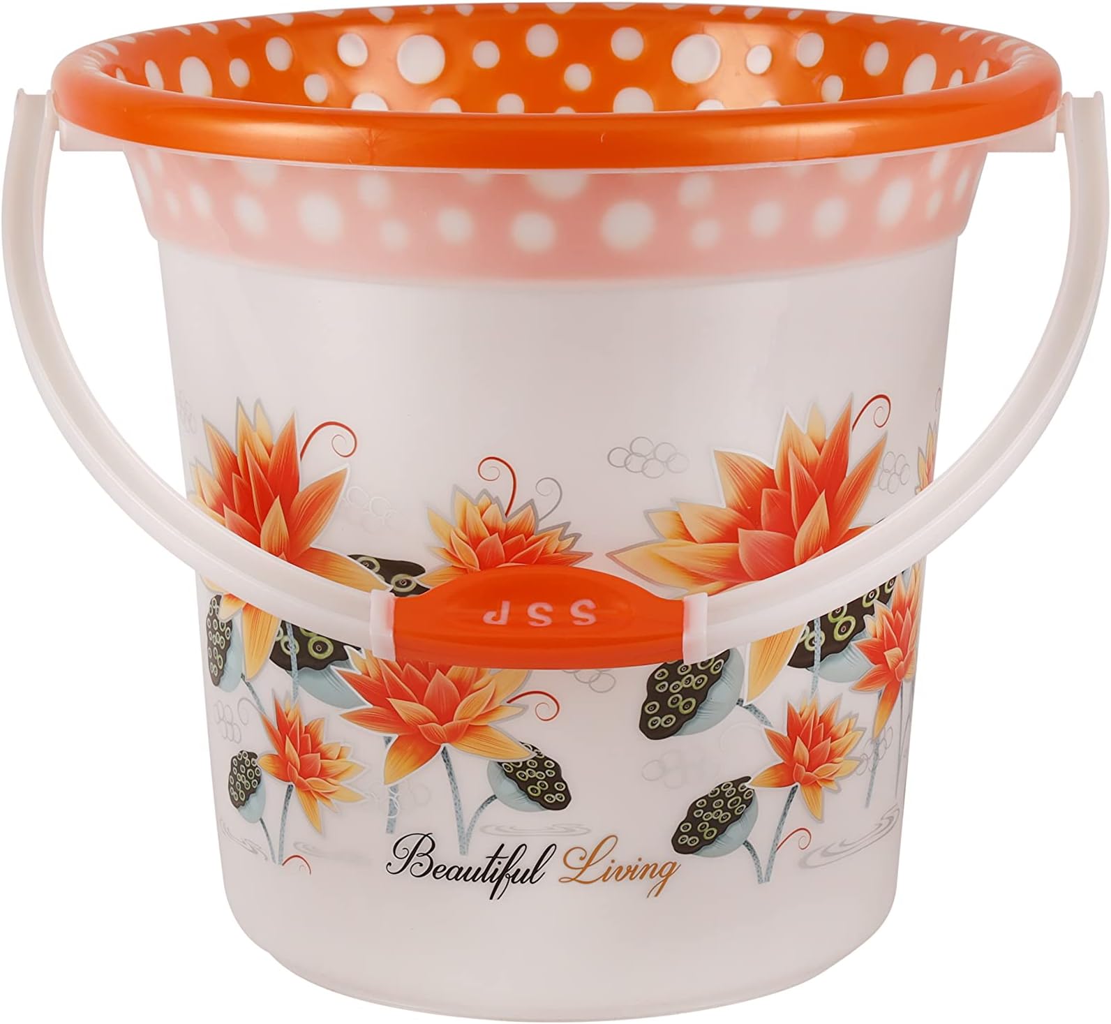 Royalford 18L Plastic Bucket- RF11714 Break-Resistant, Light-Weight, Durable and Stylish Construction Perfect for bathroom, kitchen Orange