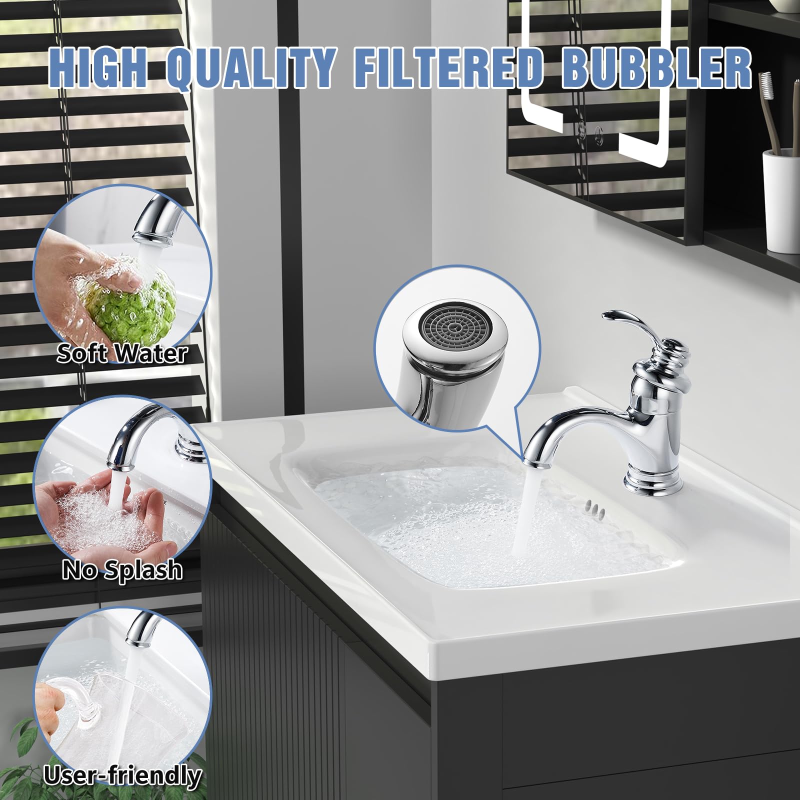 Rubinetto Bagno Miscelatore Lavabo Cromato, Miscelatore Retro Miscelatore Lavello con Bocca Bassa, Miscelatore Monocomando Bagno in Ottone per Bagno, G3/8 Cromo