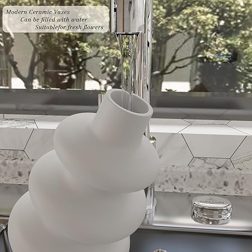 Miniatura 3 de Jarrón de cerámica para decoración moderna del hogar, jarrones modernos de pampas, jarrón blanco para boda, sala de estar, mesa de comedor,