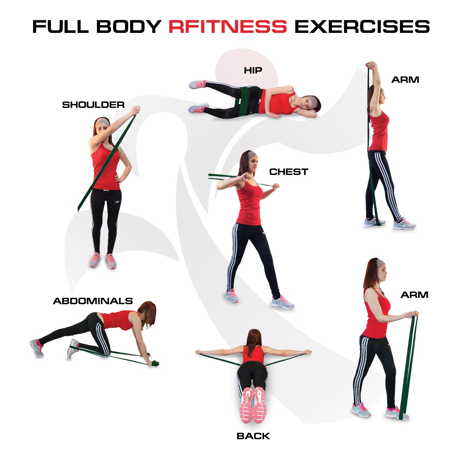 Furinno Rfitness Professional Flat Stretch Exercise Band 3-pc Set, RF1502 – 3