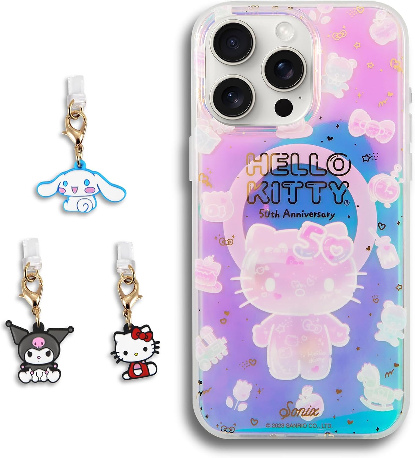 Sonix x Sanrio Case + Charging Port Charms (Hello Kitty, Cinnamoroll, Kuromi) for iPhone 15 Pro Max | Hello Kitty 50th Anniversary