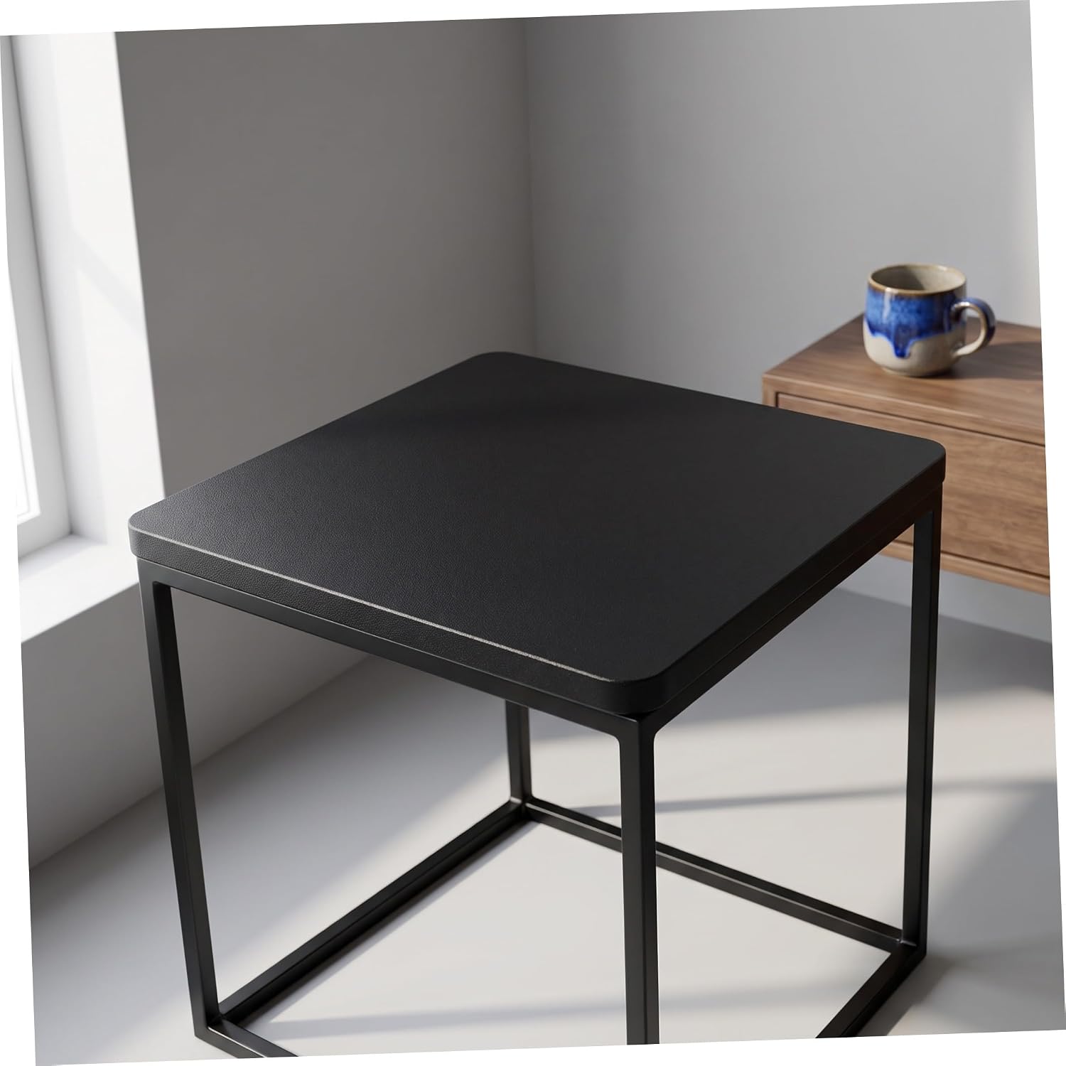 STOBAZA Square Coffee Table Top Black Artificial Board for Living Room