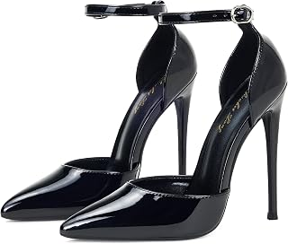 Elisabet Tang High Heels, Women Pumps D'Orsay Ankle Strap Pointed Toe Stiletto Heels Party Wedding Shoes