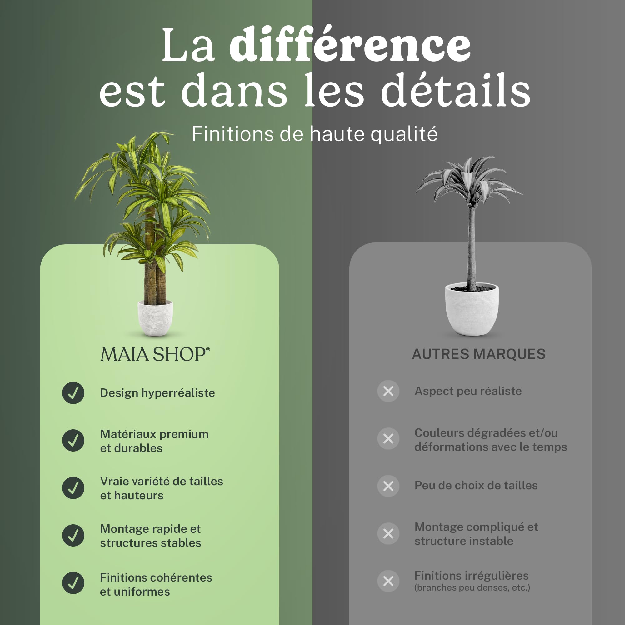 Maia Shop Dracaena Artificielle 150 cm - Faux Arbre d'Intérieur