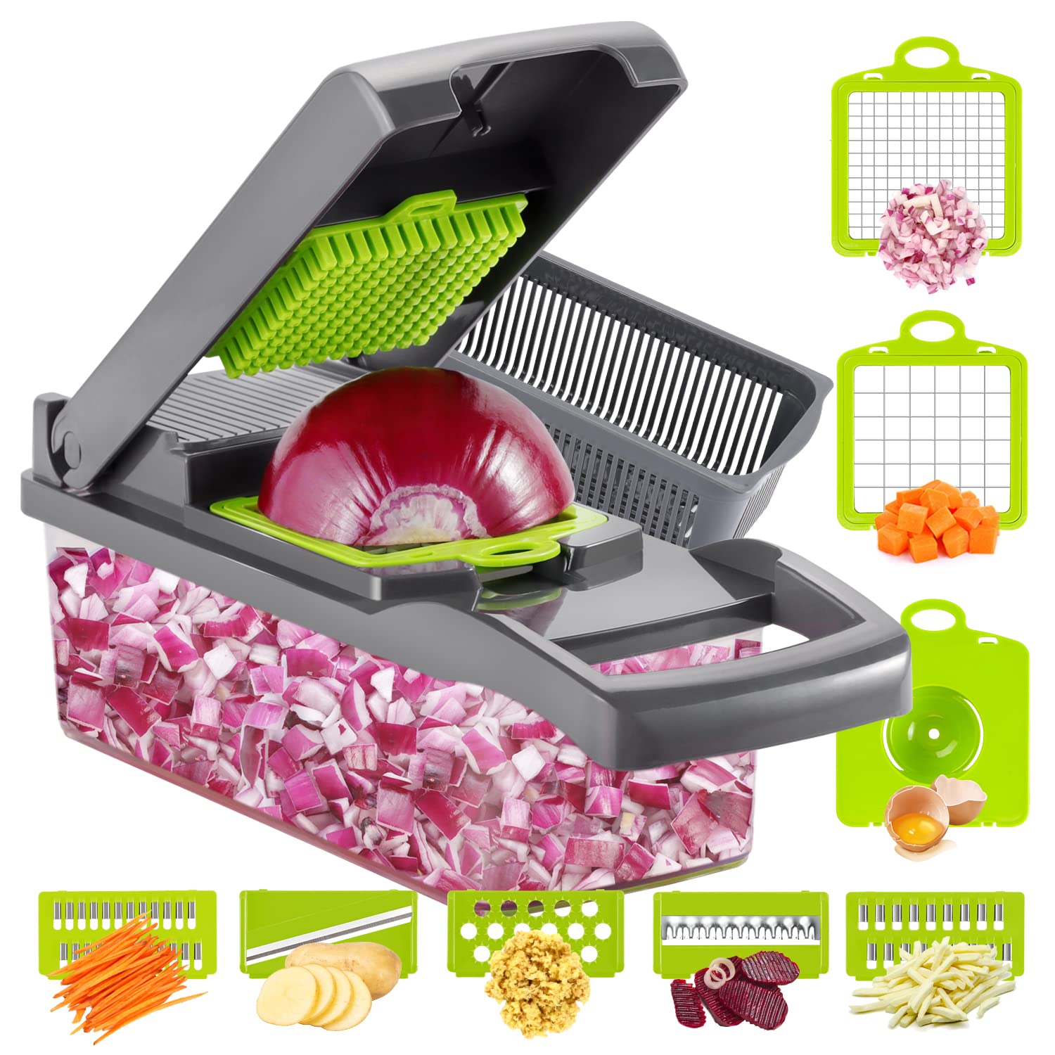 Ourokhome Vegetable Chopper Onion Cutter 12 in 1 Professional Mandoline Slicer for Kitchen Multifunctional Food Chopper for Potato