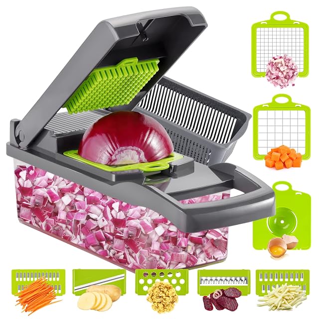 Ourokhome Vegetable Chopper Onion Cutter 12 in 1 Professional Mandoline Slicer for Kitchen Multifunctional Food Chopper for Potato
