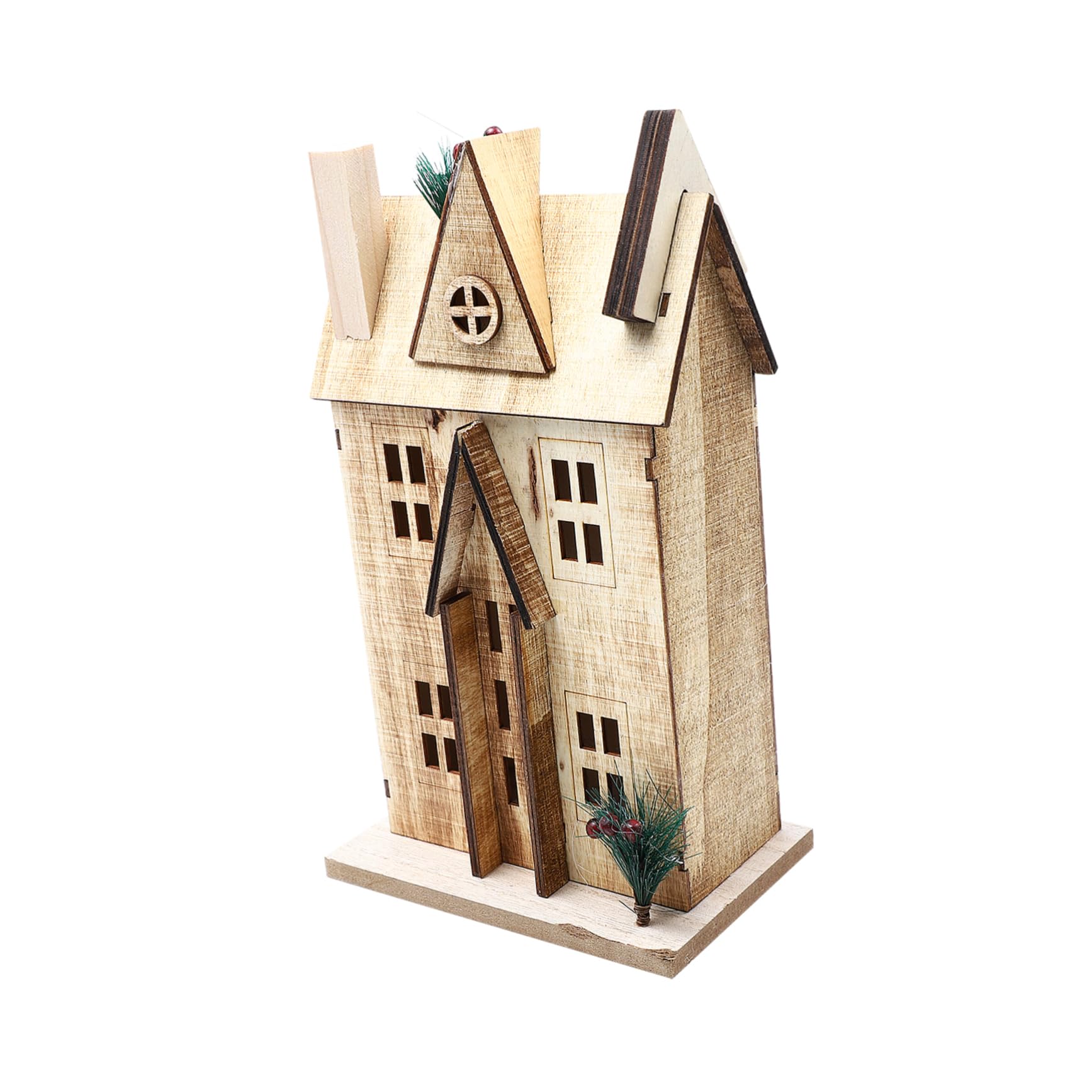 DECHOUS 1pc Led Lighted Wooden House Decor Charming Xmas Party Tabletop Adornment for Home Rustic Christmas Decorations Winter Atmosphere Enhancer for Friends