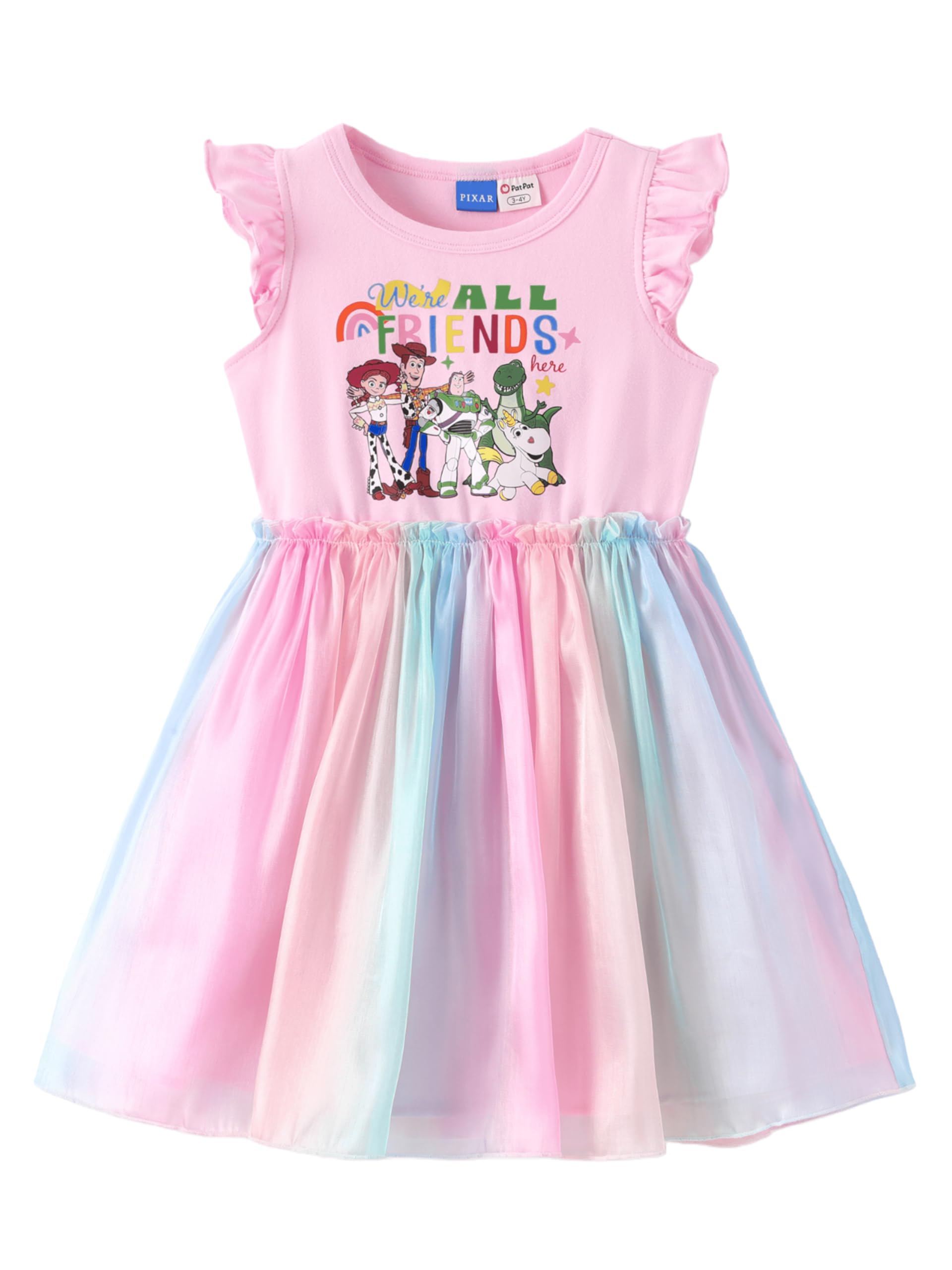Disney Princess Frozen Elsa Minnie Stitch Toddler Girl Tulle Tutu Dress Ruffle Sleeve Mesh Summer Birthday Party Clothes 2-9Y