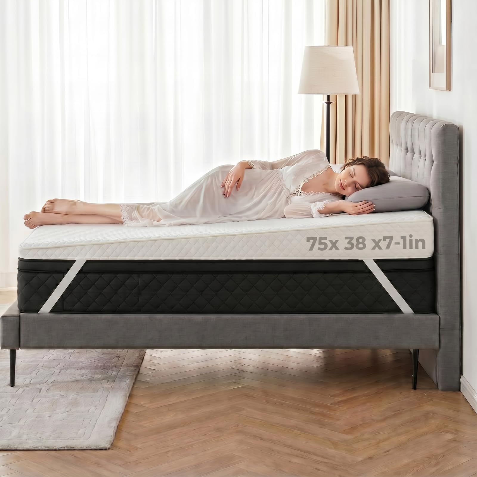 Cinnvoice Mattress Wedge, 7 Inch Size Twin Incline Wedge for Acid Reflux Gerd, Neck and Back Pain, Snoring, Adjustable Elevator Under Mattress Topper Support for Bedroom