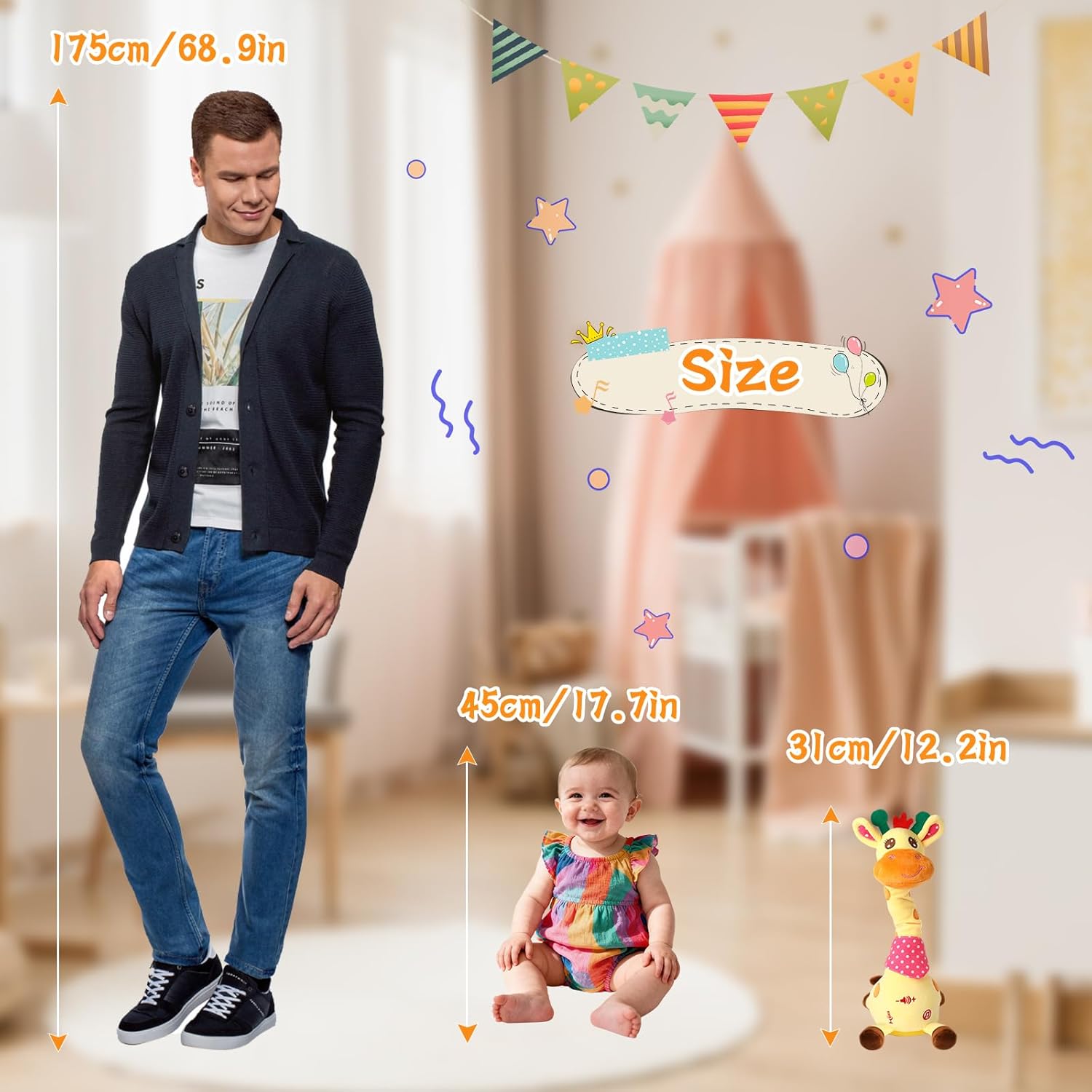 dancing giraffe toy stuffed animal baby toys singing song toddlers toy repeats what you say glowing musical toy for baby birthday gift groovy giraffe toy (dancing giraffe)