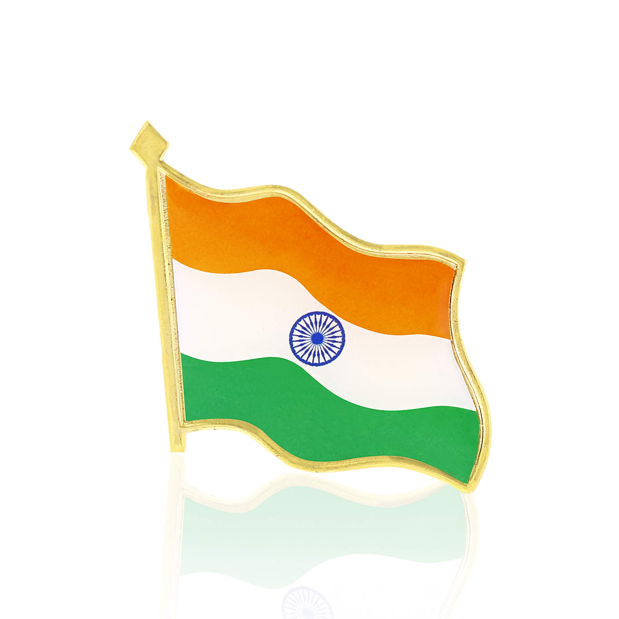 Indian National Flag Tiranga/Tricolor Gold-Plated Metal Badge/Brooch | For Independence Day, Republic Day, Govt. Function, School Function | Safety Pin | Coats, Shirts, T-Shirt and Saree-image-5