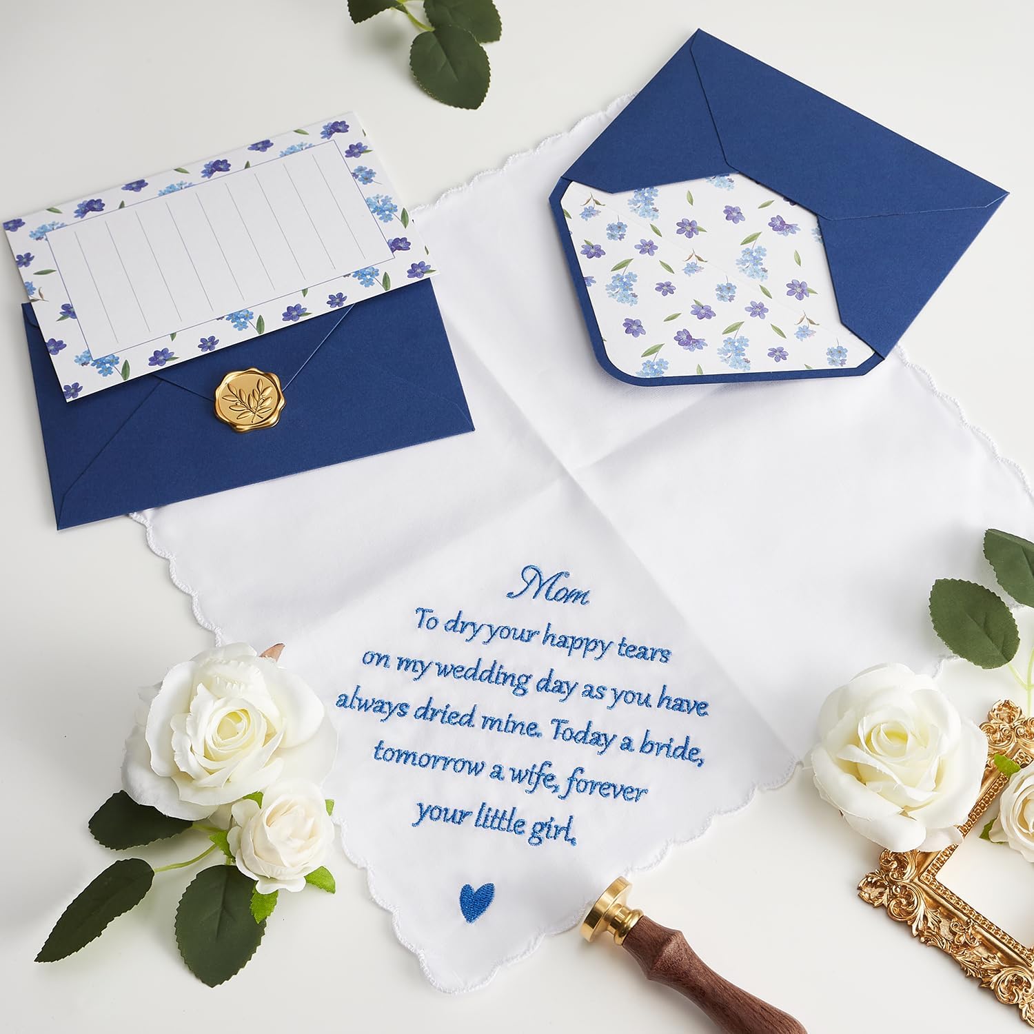 Mother of the Bride Gifts Wedding Handkerchief, AKI-106E-Mom - Image 5