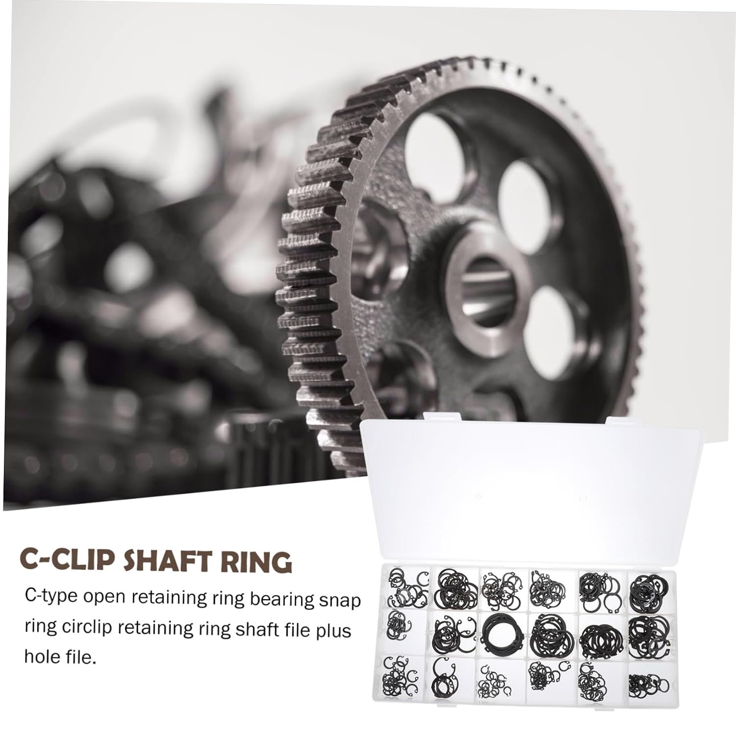 External Retaining Ring Snap Fastener Kit for Shaft, Carbon Steel