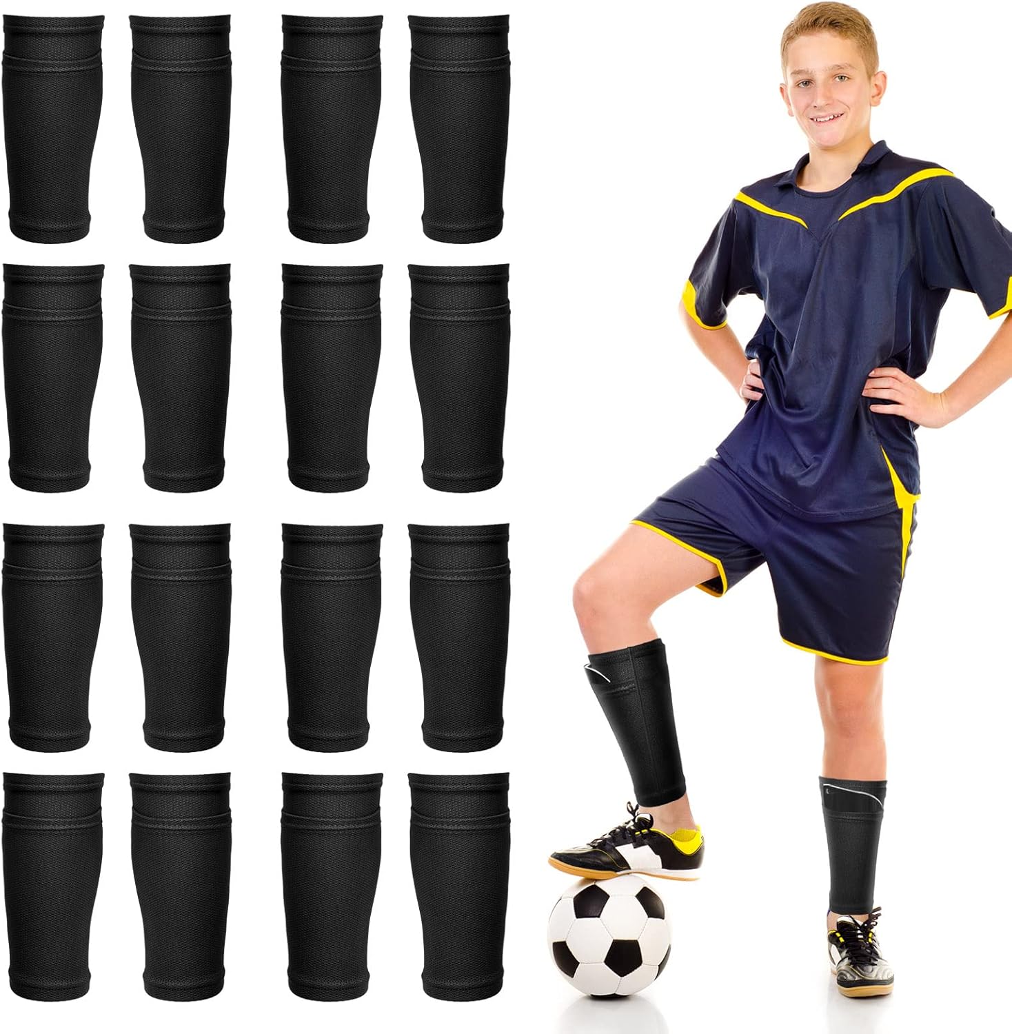 JaGely 8 Pairs Youth Soccer Shin Guards Socks Calf for 11