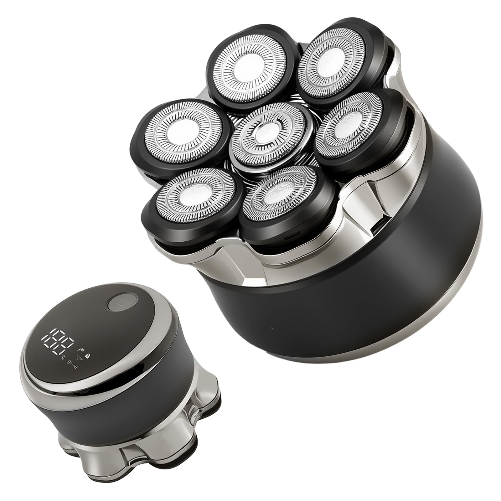 Afeitadora para Cabeza Calva electrica para Hombres Carehabi, IPX6 Resistente al Agua, Recargable, Tipo-C, Cabezal Flotante Magnético 7D, Fácil de Limpiar, Hasta 120 Minutos de AutonomÃa