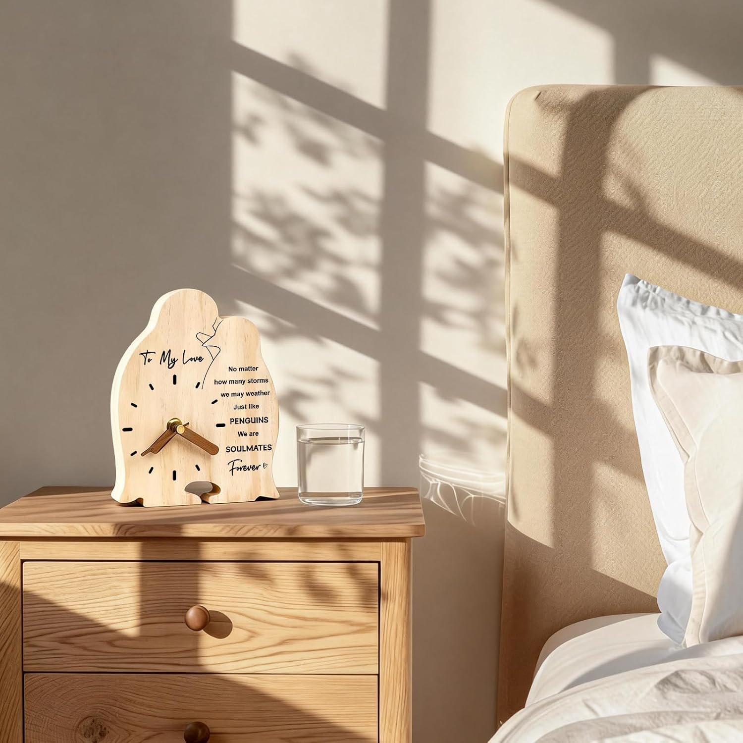 Anniversary Wedding Gifts for Men Women Couple - Wedding Gifts for Him Her - Boyfriend Girlfriend Gift - Penguin Gift for Husband Wife - Penguin Clock for Valentine's Day Christmas Birthday