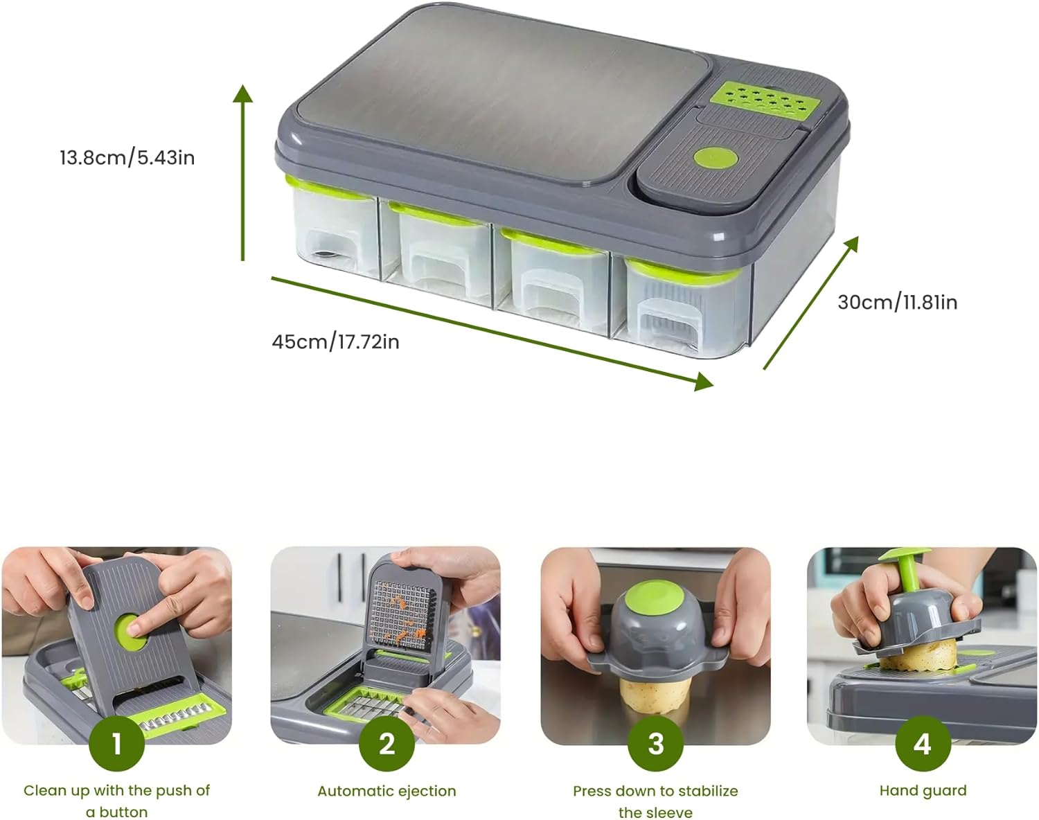 Vegetable Chopper with Containers – Multi-Functional Slicer, Dicer, Shredder & Cutter with Built-In Cutting Board – Perfect for Meal Prep, Onions, Veggies, Fruits 28 Total PCS