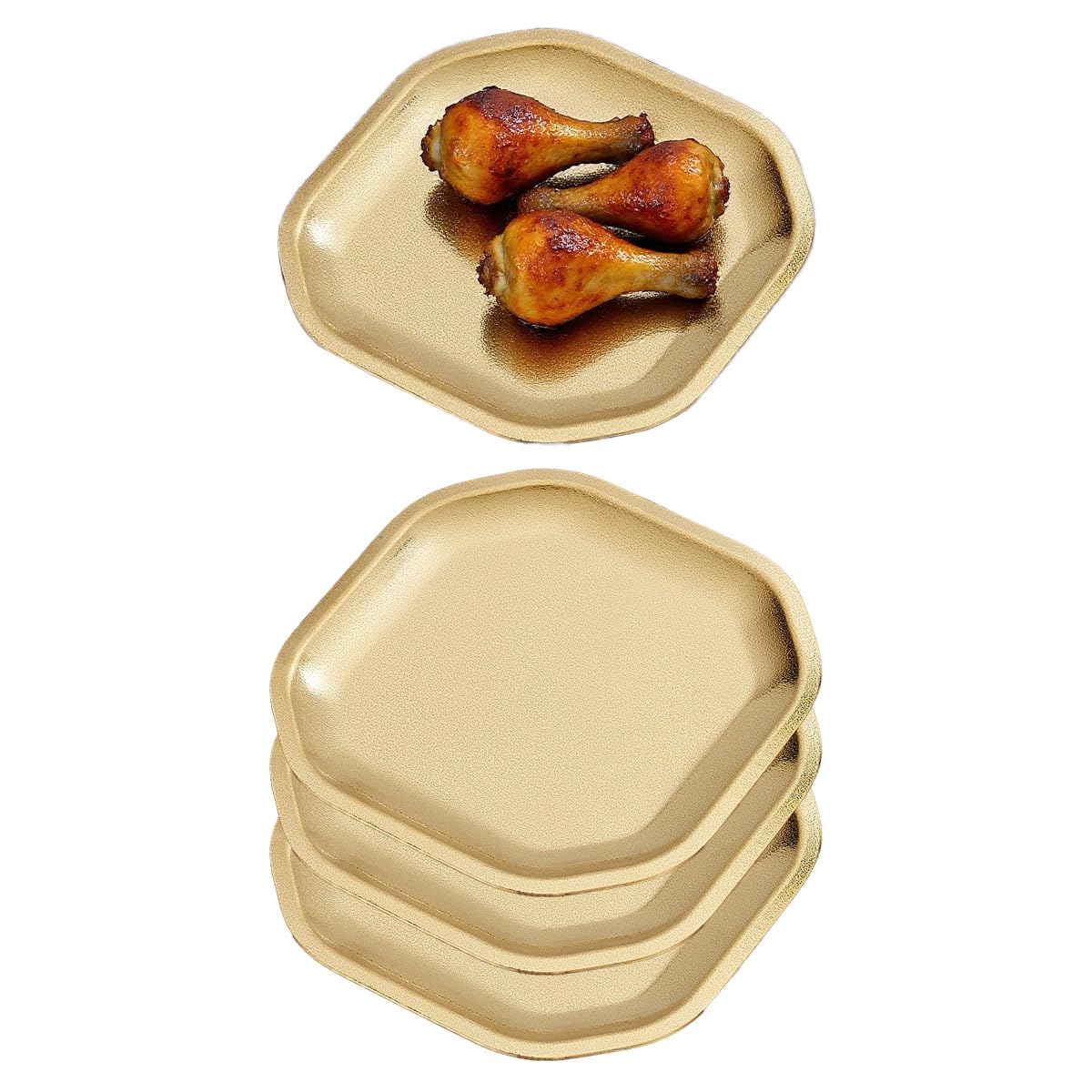 SANQIAHOME 15x15cm quadratischer Vorspeisenteller, 4er-Set, kleiner Teller aus verdicktem Edelstahl, Brot Sushi Dessertteller，Gold