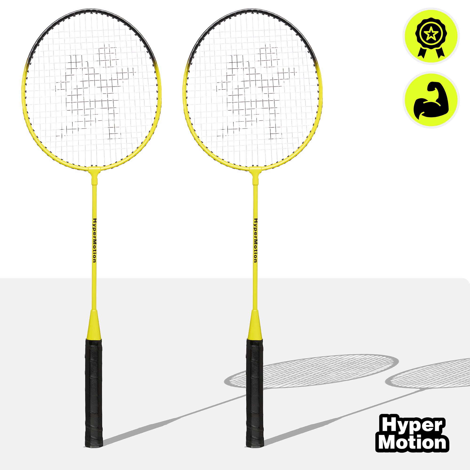 HyperMotion Badminton Set mit 2 Stahlschlägern und Tragetasche aus Oxford-Gewebe, Freizeitspiel für Garten, Park und Strand, Einsteiger