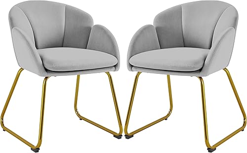 Miniatura 1 de Yaheetech Sillón de terciopelo en forma de flor silla lateral moderna con patas de metal dorado para sala de estar vestidor dormitorio oficina en