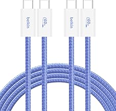 Belkin 60W USB-C to USB-C Braided Charger Cable 2-Pack (6.6ft, Blue)