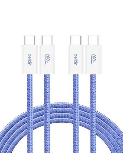 Miniatura 28 de Belkin Cable USB C a USB C, 6.6 pies, 60 W, cargador tipo C, cable de carga para iPhone, suave, trenzado, flexible para iPhone 16, Galaxy S25, Pixel