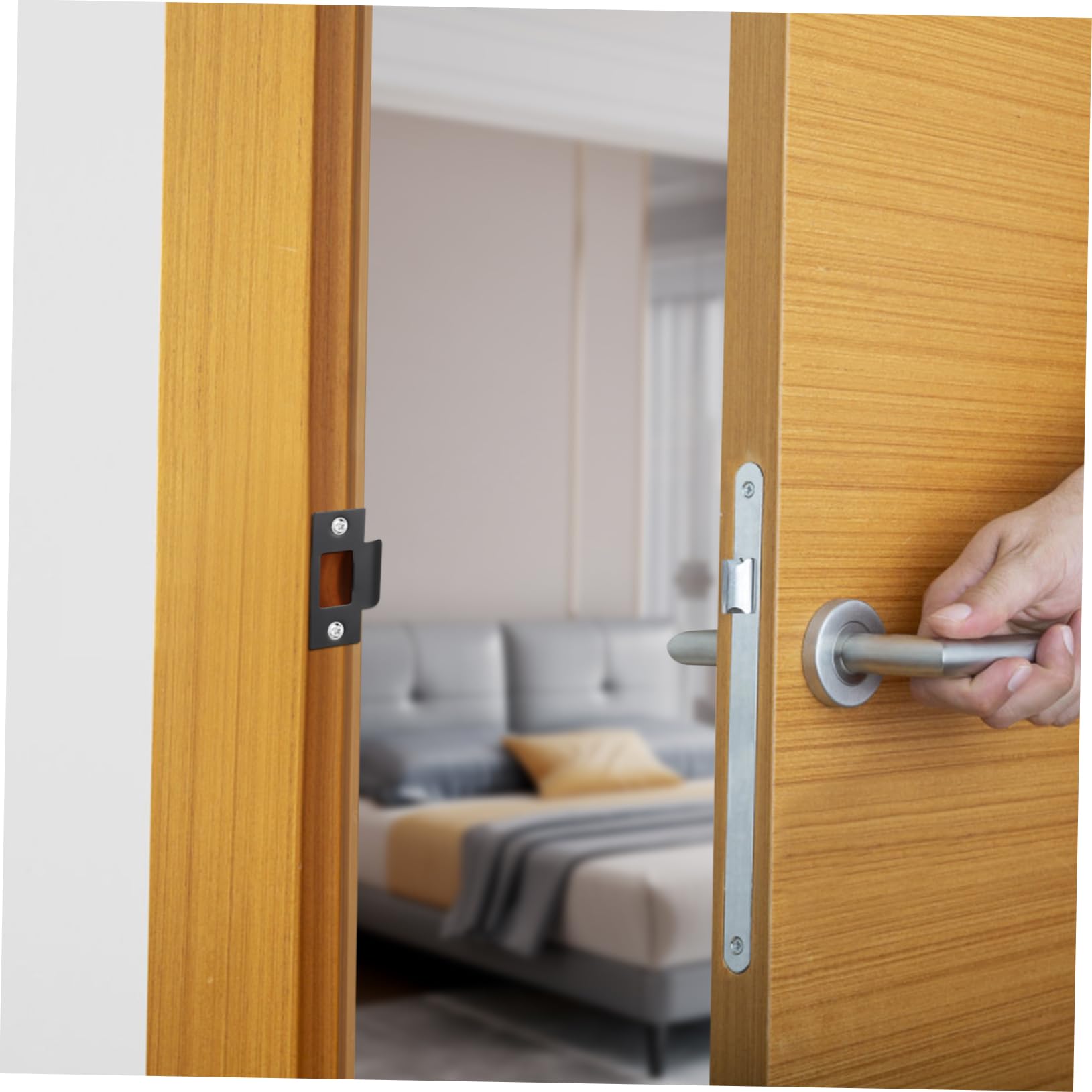 SHINEOFI 5 Ensembles Plaques De Renforcement Inoxydable Pour Serrures De Porte De Compatibles Avec Serrures À Pêne Accessoires De Porte Intérieure 4 Pièces * 5
