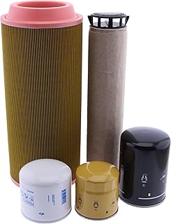 Solarhome Maintenance Filter Kit KHH1C0-32430 K1J301-43170 K16631-43560 1911113001 1911113002 Compatible with Takeuchi TL10 with Kubota V3800 Turbo Engine