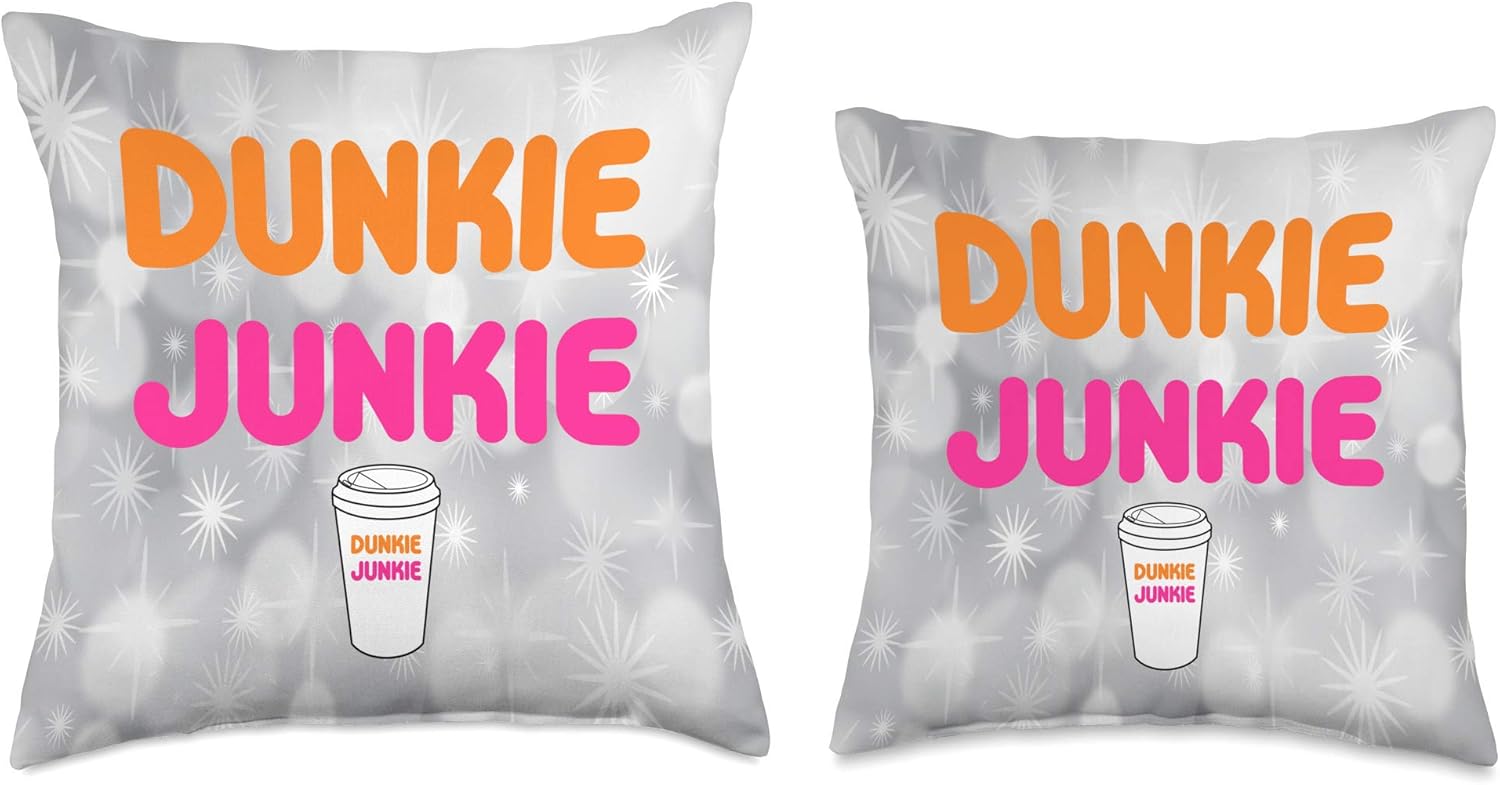 Funny Dunkie Junkie Coffee Lovers Funny Coffee Saying Throw Pillow