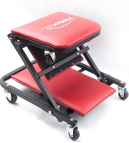 Miniatura 3 de WINTOOLS Asiento plegable de 41 pulgadas, silla rodante, plegable, resistente, para garaje, banco de trabajo 2 en 1