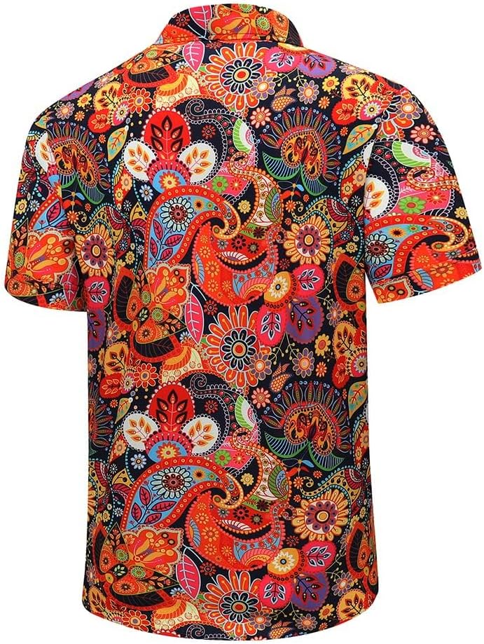 SheLucki Hawaiian Shirt for Men, Unisex Summer Beach Casual Short Sleeve Button Down Shirts, Printed Palmshadow Clothing - Image 4