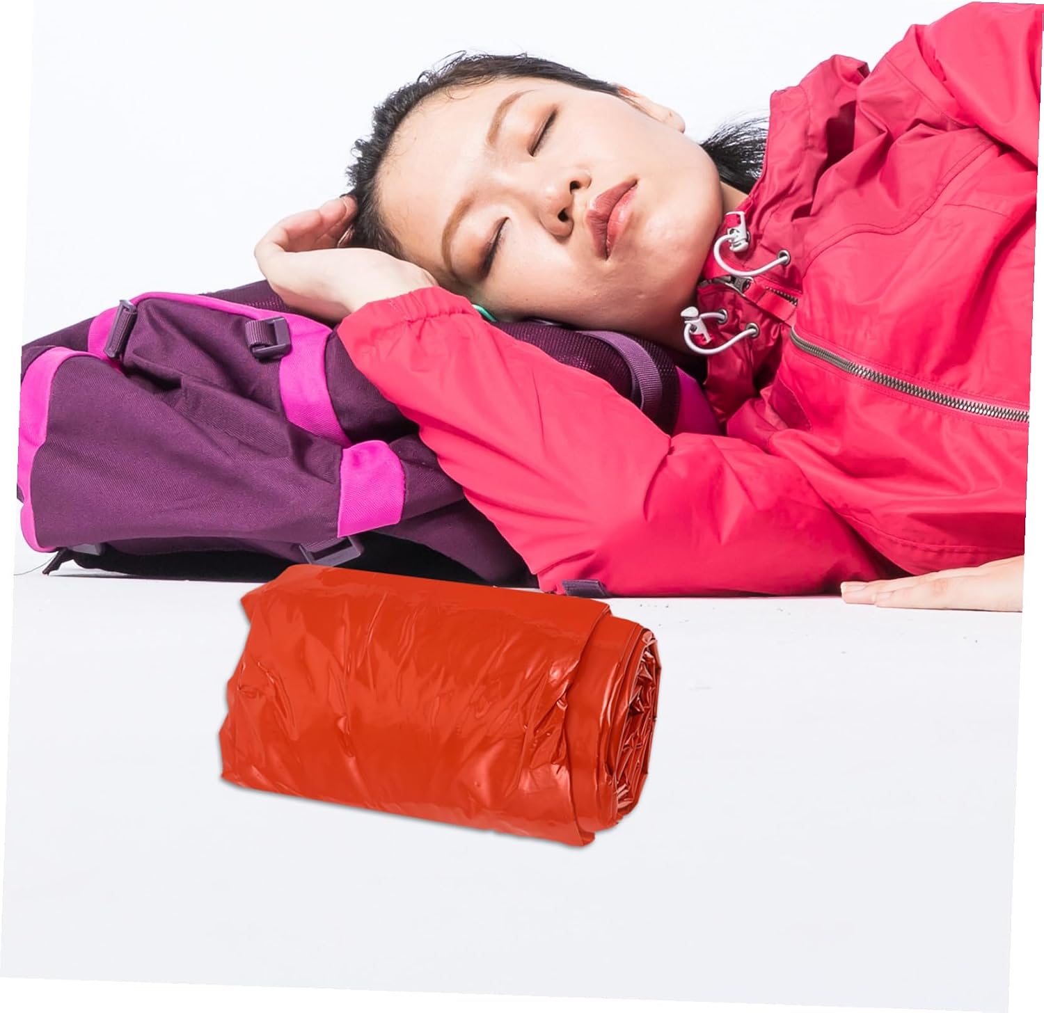 Zerodeko Lightweight Orange Outdoor with Drawstring for Camping Hiking Backpacking Thermal Survival Sack with Compression Carry Bag and Emergency Whistle Portable Warmth for Trekking
