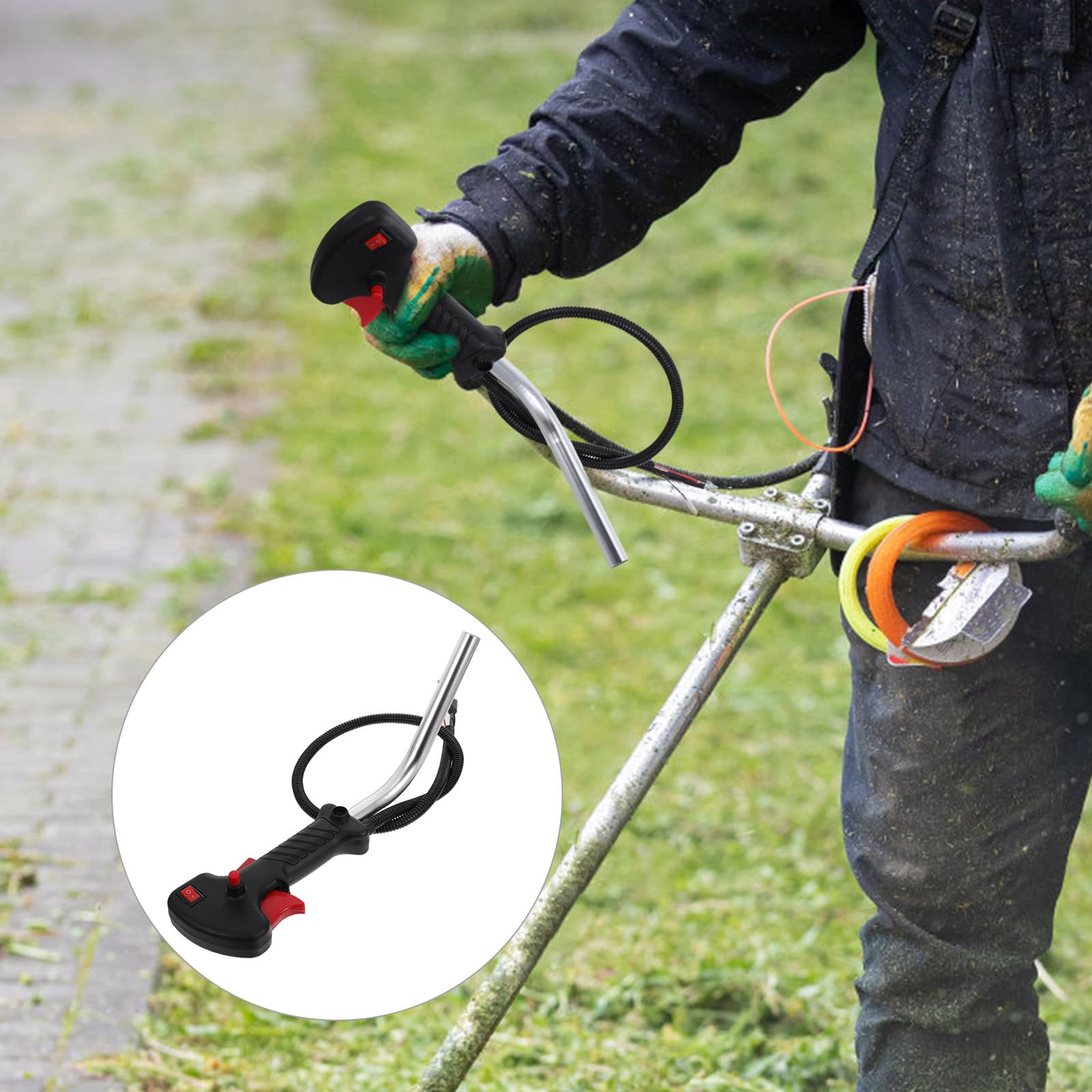 DOITOOL Manija de Palanca de Control del Acelerador para Cortacésped Montaje Lateral, Cable de 83 Cm, Interruptor de Cierre de Gas, Repuesto para Herramienta de Jardinería, Accesorio