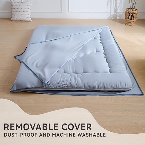 Miniatura 3 de Colchón japonés para suelo, colchón de futón de 4 pulgadas de grosor, soporte de espuma de alta densidad para adultos y niños, sofá cama futón