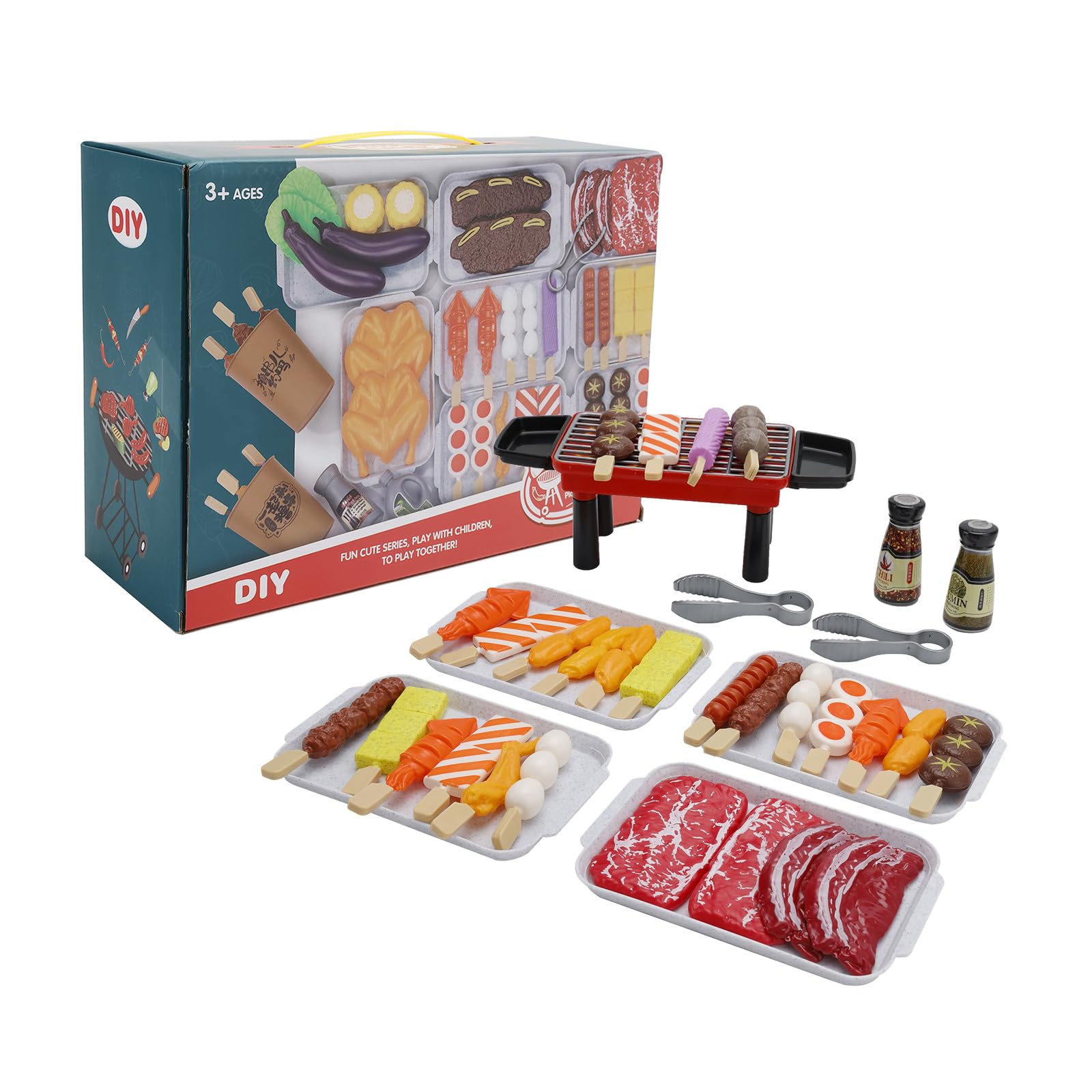 Artudatech 36Pcs BBQ Pretend Play Food Toy Grill Set Barbeque Kitchen Cooking Tools Toys for Children Ages 14 and Up 36Pcs BBQ Pretend Play Food Toys