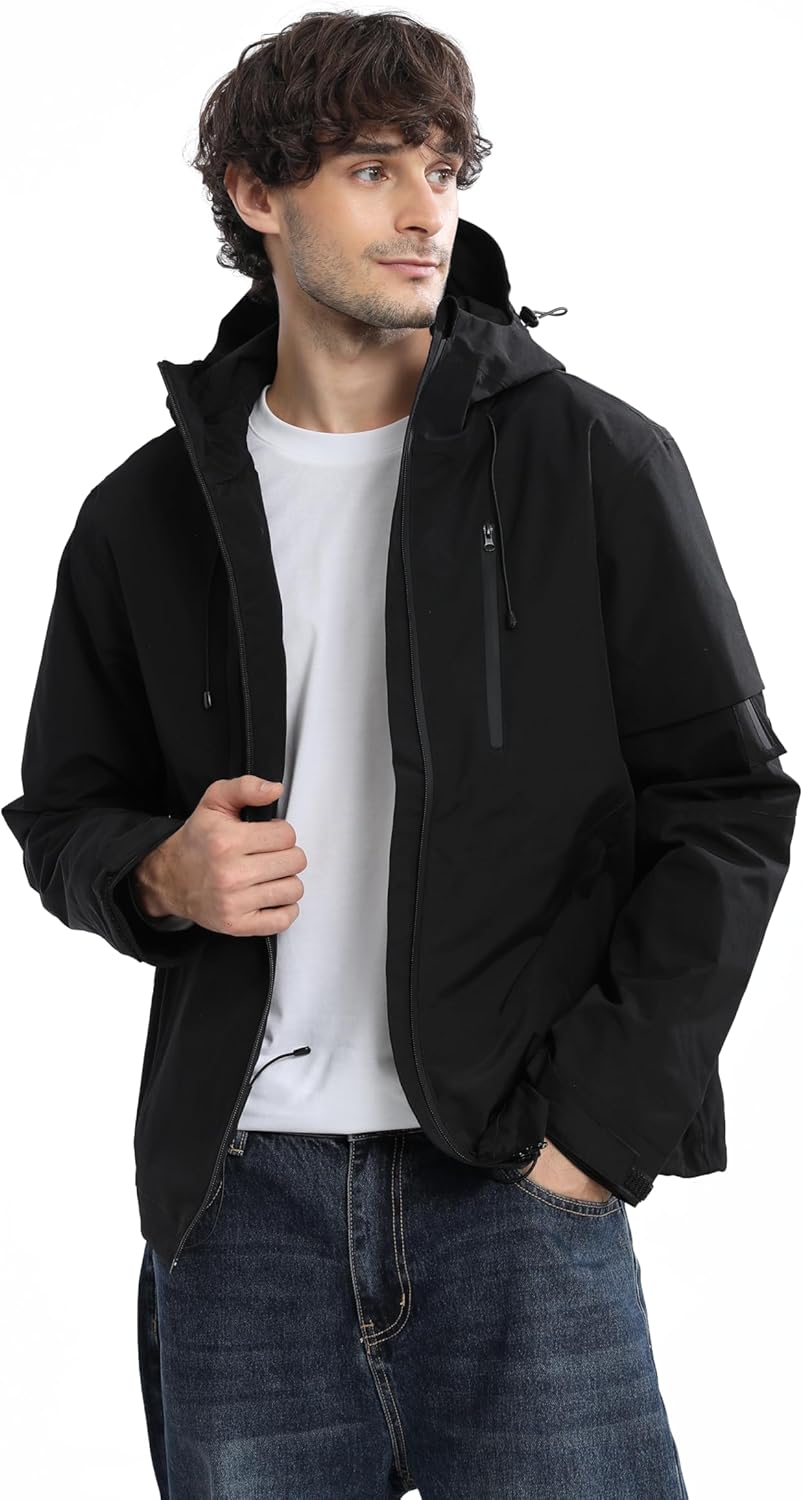 Heated Jacket for Men with 16000mAh Battery, 5 Heating Zone Windproof & Waterproof Heated Hunting Jacket Hoodie 3 Temperature Levels, Electric heated coat for Outdoor Hiking Cycling, XL - Image 2