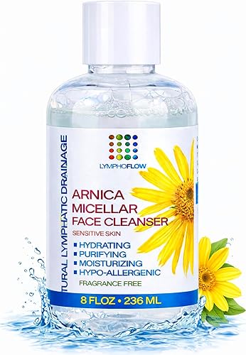 Bruizex Arnica Montana Agua limpiadora micelar, limpiador facial y removedor de maquillaje, adecuado para todo tipo de piel, uso para drenaje