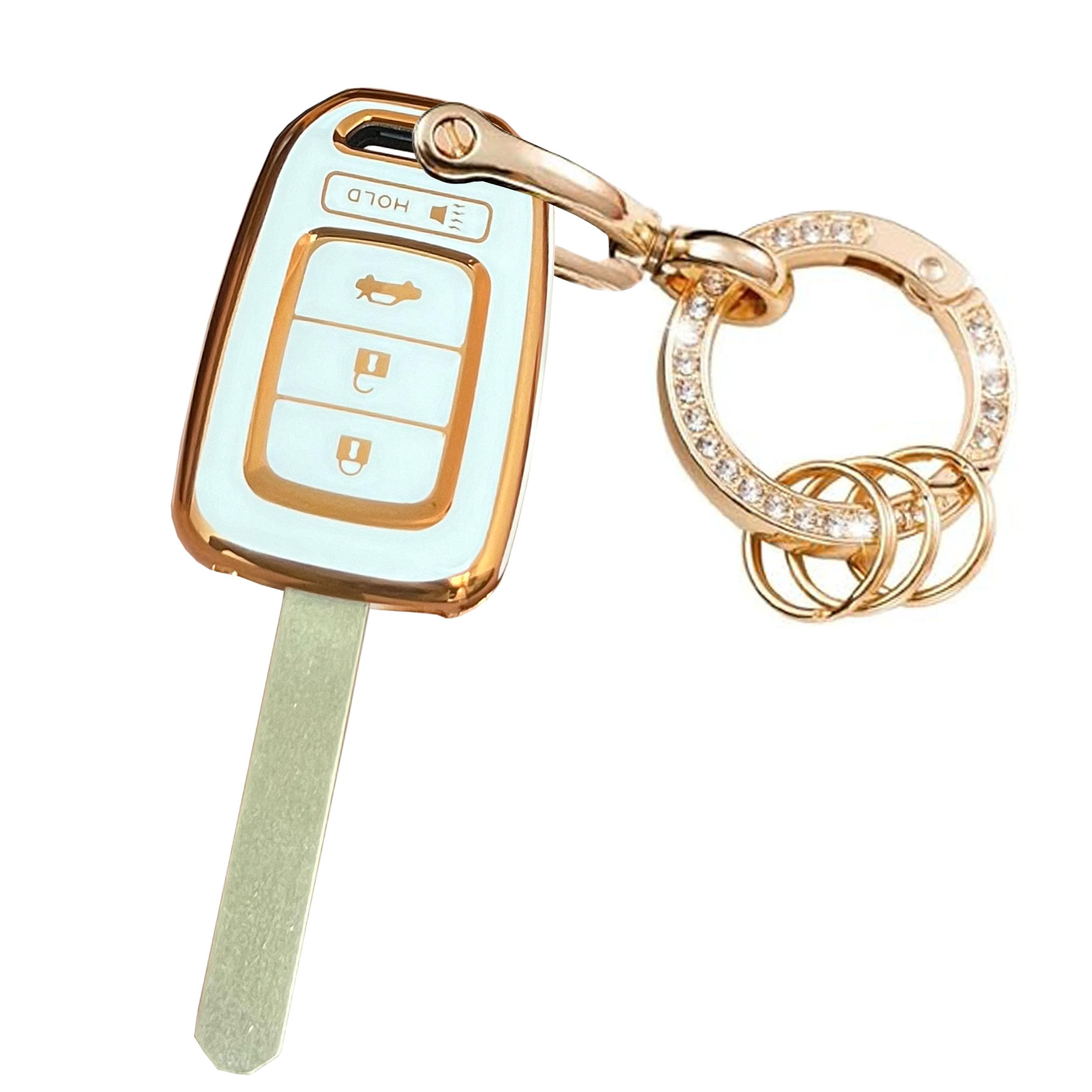 SK CUSTOM White TPU Gold Edge Smart Key Fob Case Protective Cover - View #7