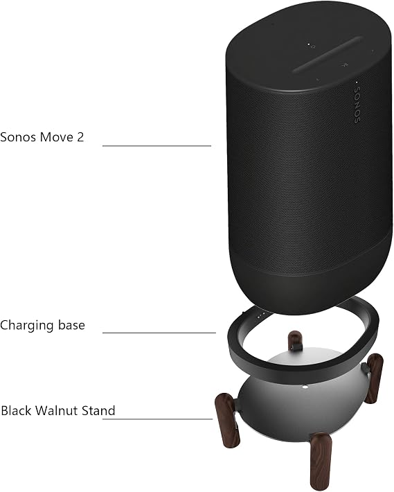 Desk Black Walnut Stand for Sonos Move 2 Speaker (Sonos Move 2)