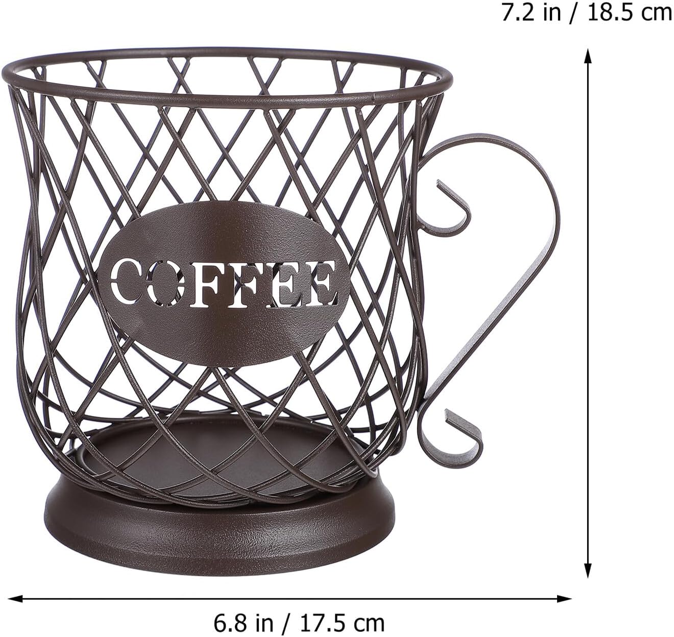 FAVOMOTO Metal Coffee Pod Holder Basket Organizer for Countertop Classic Brown Coffee Capsule Storage Rack Practical Multi-use Basket for Office and Home European Style